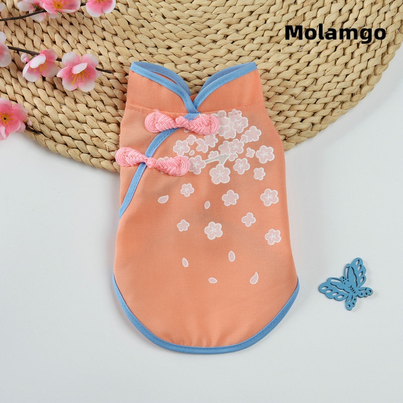 Đầm Sườn Xám In Hoa Thời Trang Mùa Hè Cho Cún Cưng