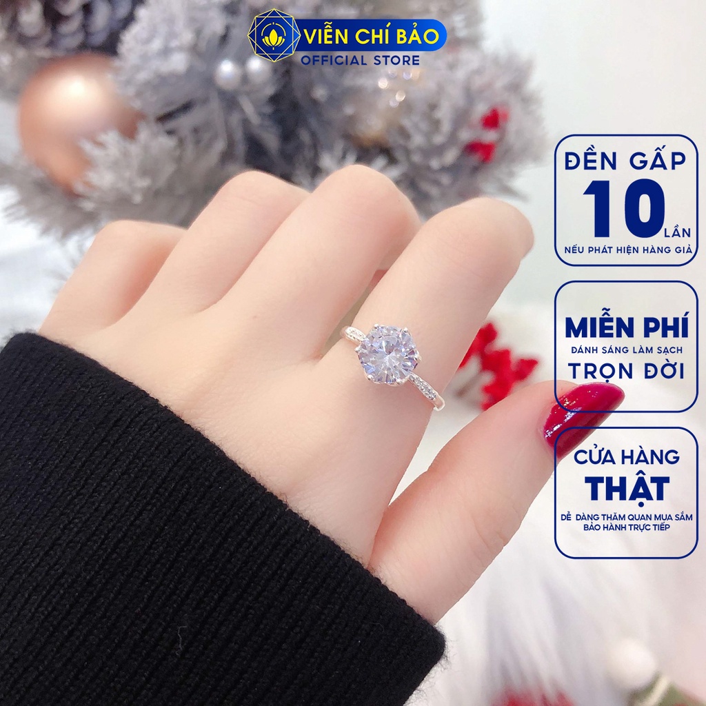 Nhẫn bạc nữ đính đá Nice chất liệu bạc S925 thời trang phụ kiện trang sức nữ thương hiệu Viễn Chí Bảo N400495
