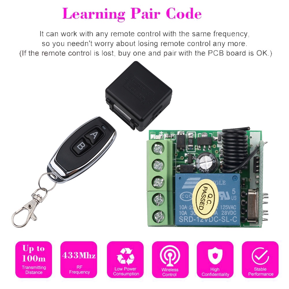 Mô Đun Tiếp Nhận Tín Hiệu Điều Khiển Từ Xa DC 12V 1CH 330 / 433Mhz RF Không Dây Tiện Dụng