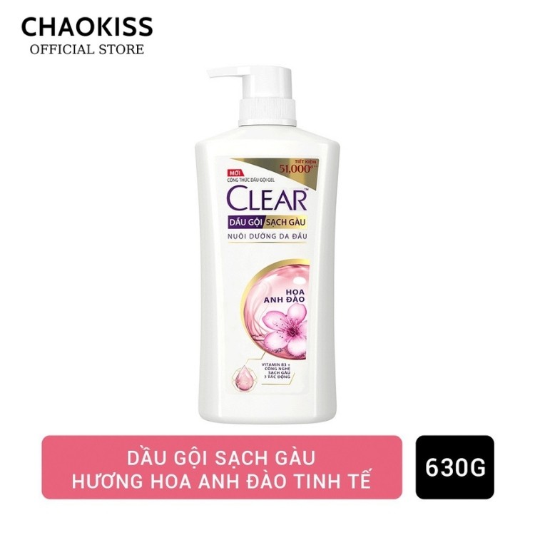 Dầu gội sạch gàu Clear hoa anh đào và mát lạnh bạc hà 630g/chai