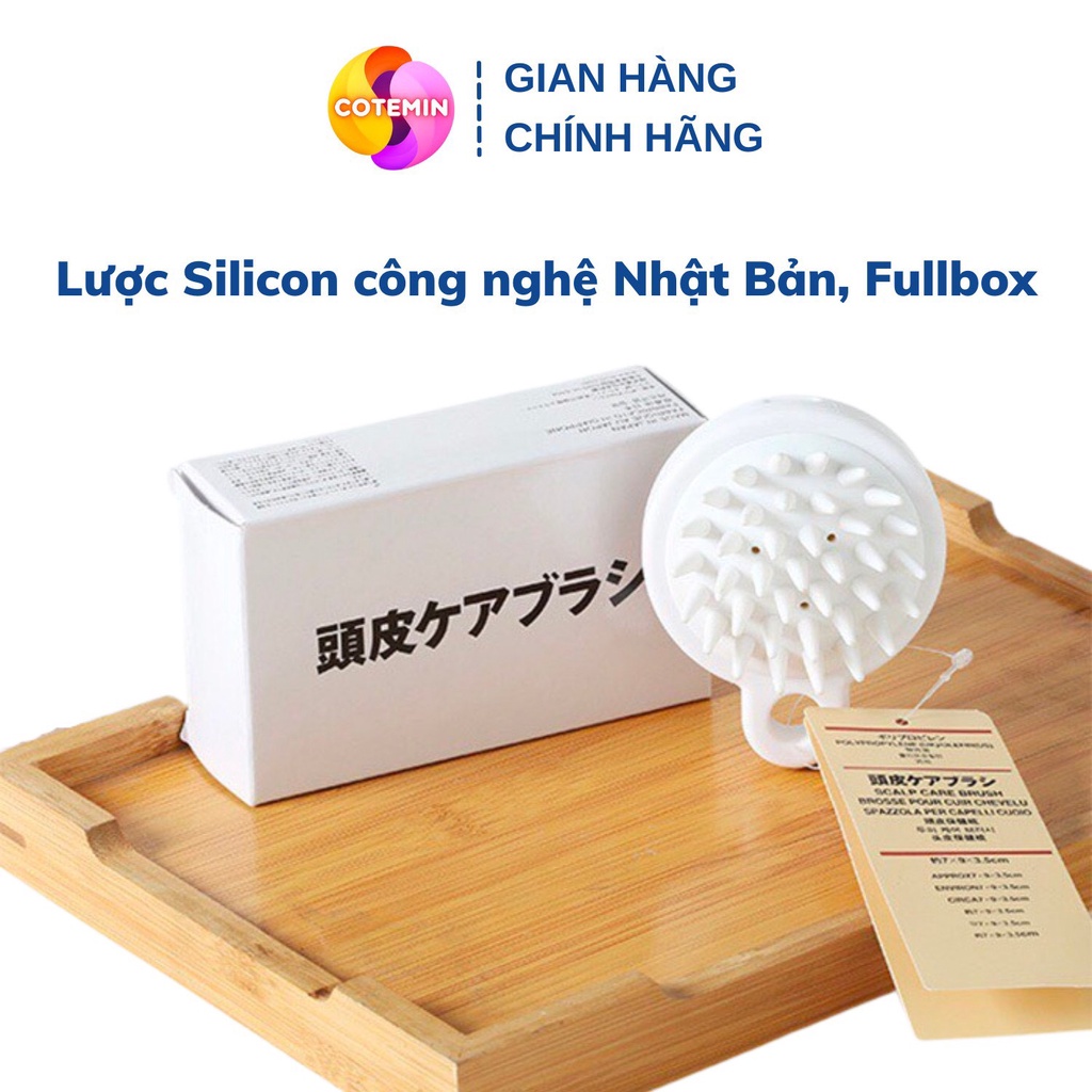 Lược Gội Đầu Muji Silicon Nhật Massage Đầu Giảm Stress Ngừa Rụng tóc Kích Thích Mọc Tóc Có Hộp COTEMIN