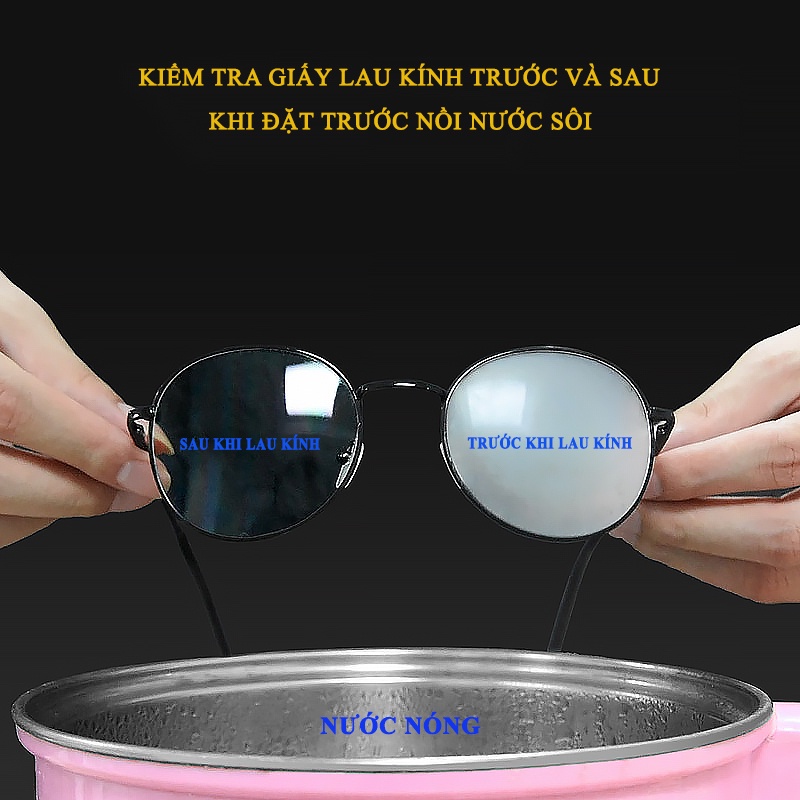 Khăn lau kính Nano hộp 100 tờ khăn giấy chống bám hơi nước, giấy lau kính chống mờ sương, mồ hôi, chống nhờn chống bụi