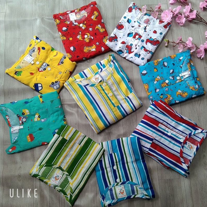 Bộ quần áo tol(lanh) tay ngắn vải công ty Thắng Lợi mềm, mịn,mát,thoáng,ít co rút cho bé trai từ 40_50kg