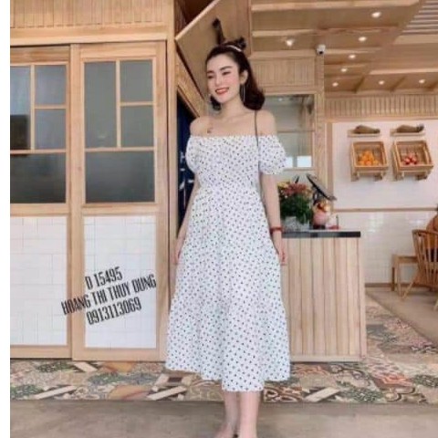 Váy trễ vai bi rúm hàng đẹp
