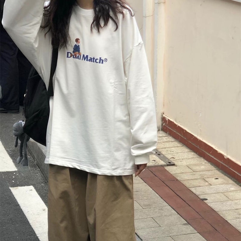 Áo Sweater Tay Dài Dáng Rộng Phong Cách Thời Trang Hàn Quốc Dành Cho Nữ