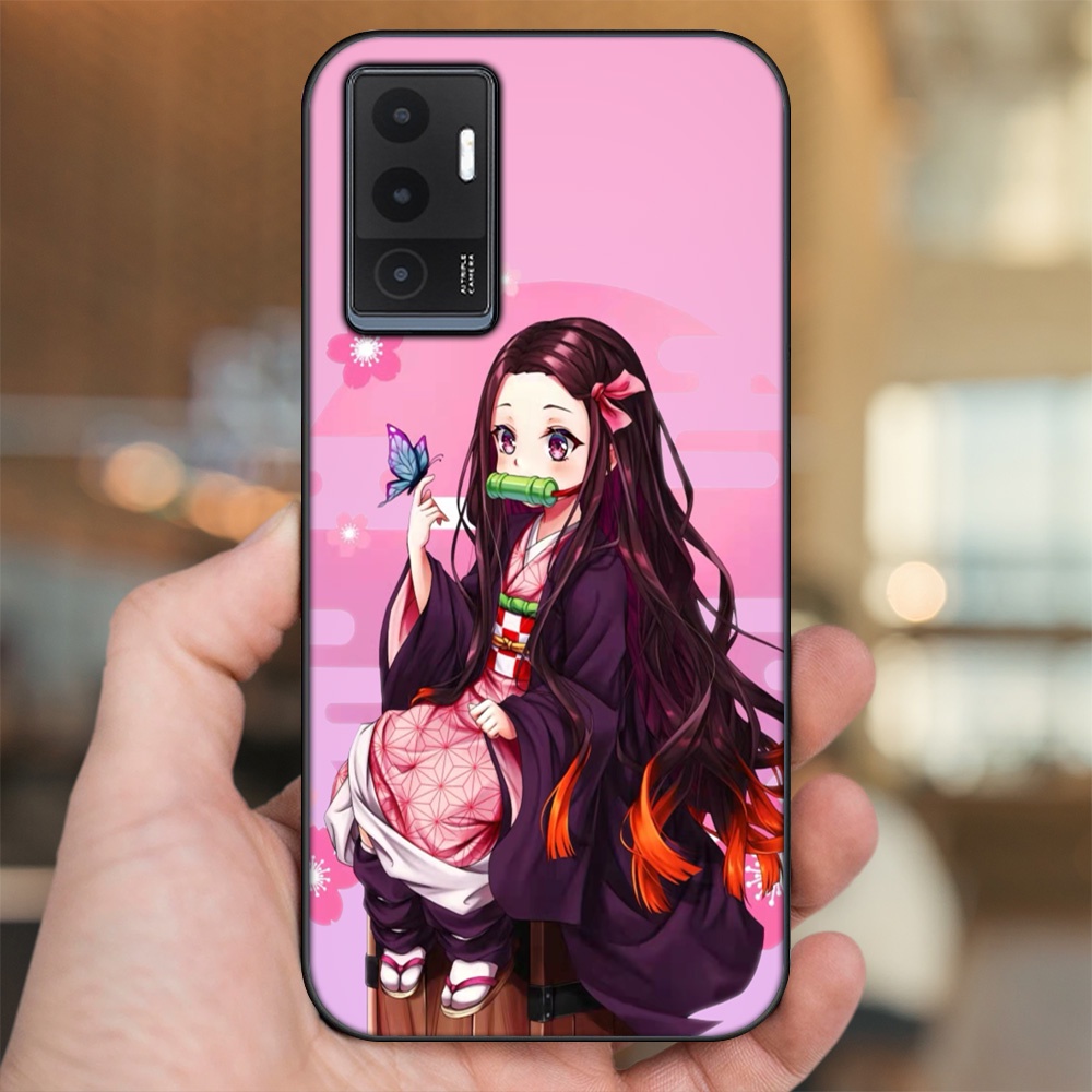 Ốp lưng Vivo V23e viền đen in hình Nezuko Kimetsu no Yaiba