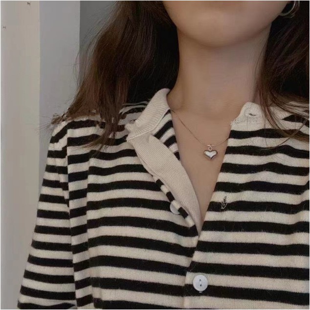 Dây chuyền mạ bạc S925 hình trái tim Ula Boutique phong cách Hàn Quốc