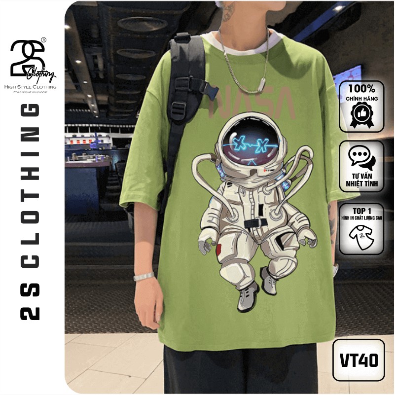 Áo Thun Nam Cổ Tròn Form Rộng Streetwear 2s Clothing Áo Phông Unisex Basic Cotton Oversize Giá Rẻ In Phi Hành Gia TV40