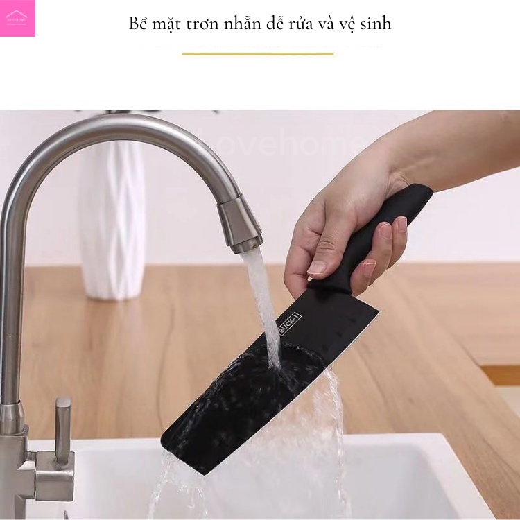 Bộ Dao 8 Món Nhật Bản Cao Cấp, Sét Dao 6 Món Thép Không Gỉ Nhật Bản Chống Gỉ Tặng Kèm Thớt Nhựa và Giá Đỡ.