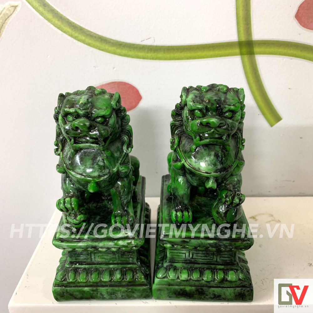 Cặp 2 tượng kỳ lân trang trí phong thủy - Cao 12cm - Màu xanh lục bích | BigBuy360 - bigbuy360.vn