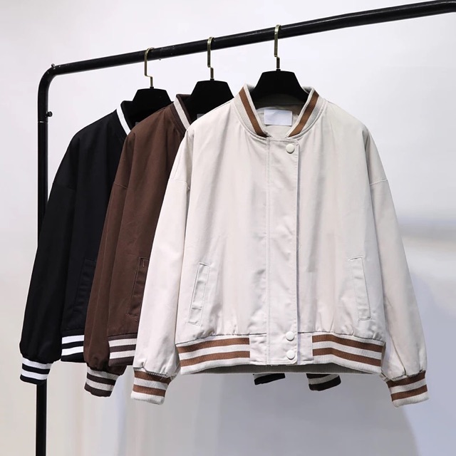 Bomber kaki kẻ sọc style bóng chày