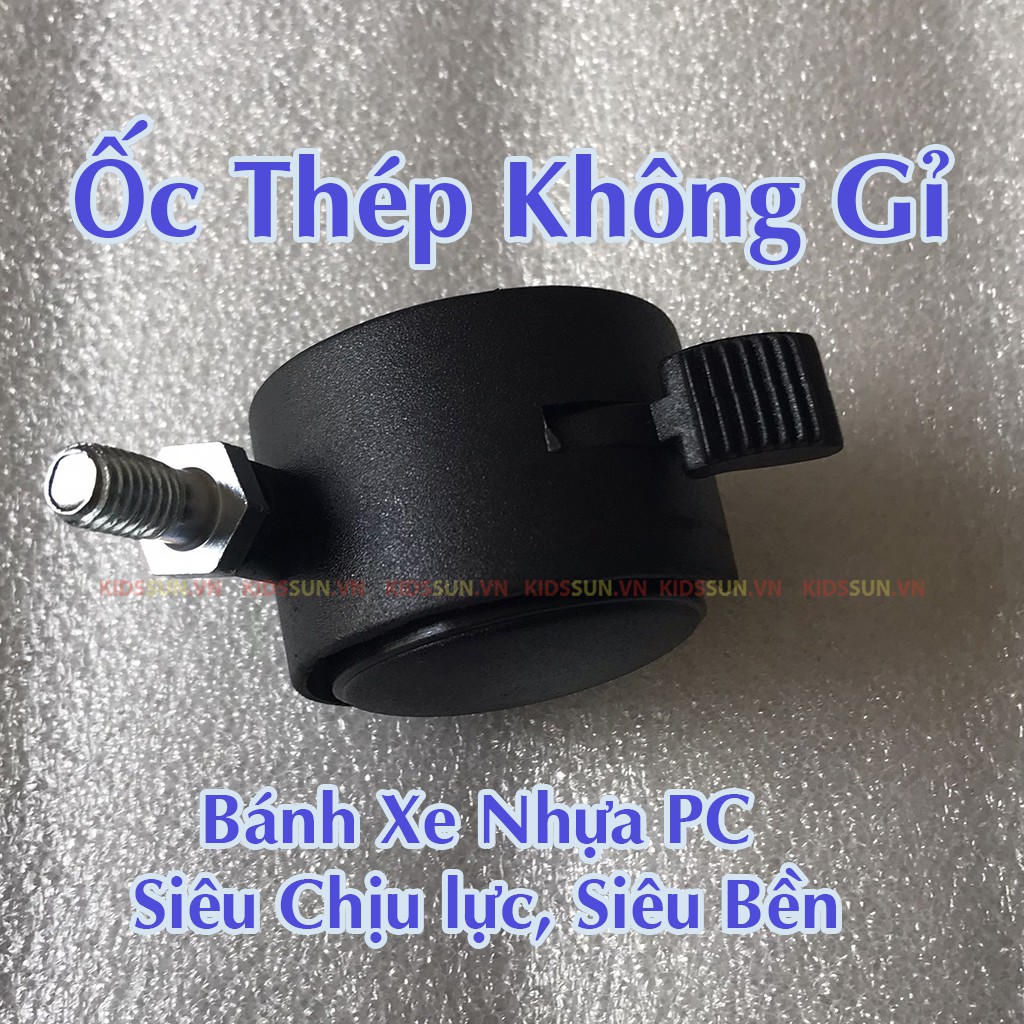 Bộ 4 bánh xe có khóa cho giường cũi bé BeBe Moon - Chất Liệu Thép Không Gỉ Nhụa PC Cao Cấp