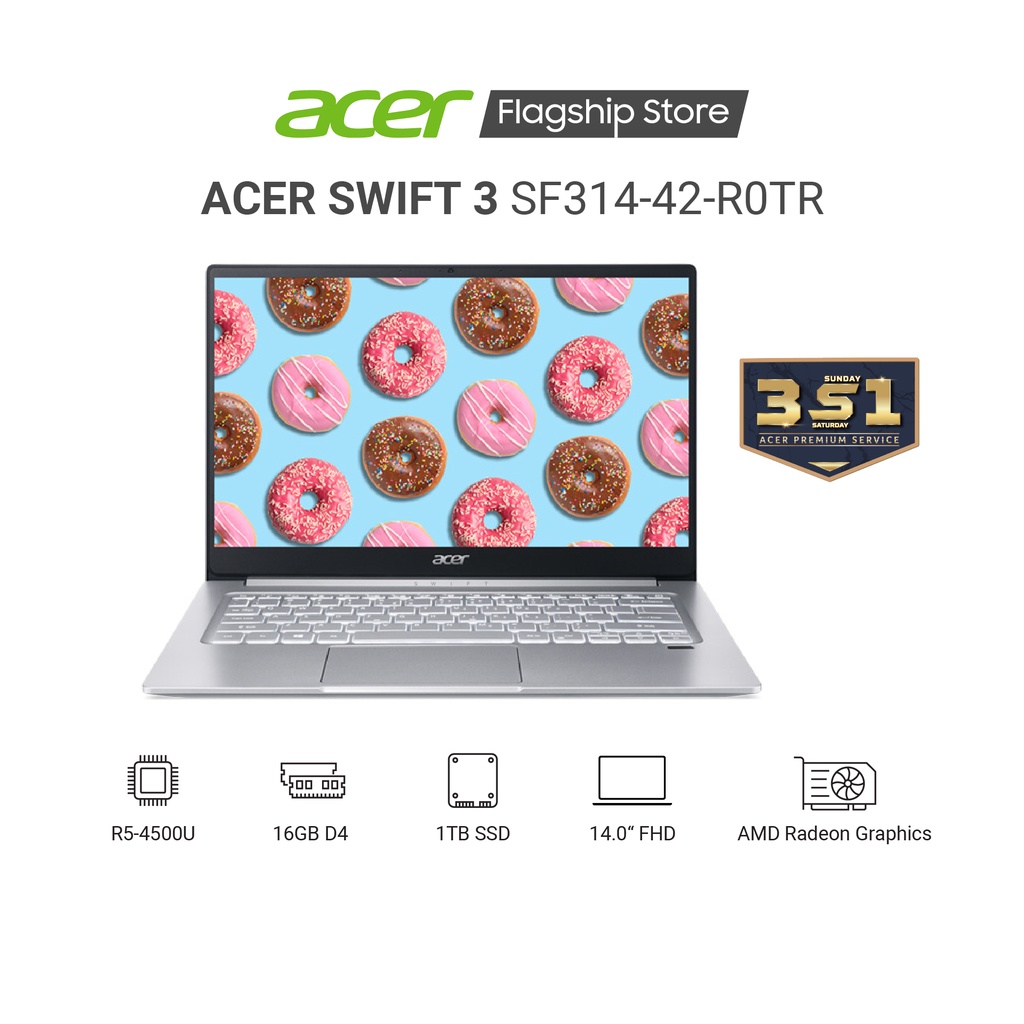 Laptop Acer Swift 3 (SF314-42-R0TR) R5-4500U | 16GB RAM | 1TB SSD | 14.0 FHD | BẠC |Win10