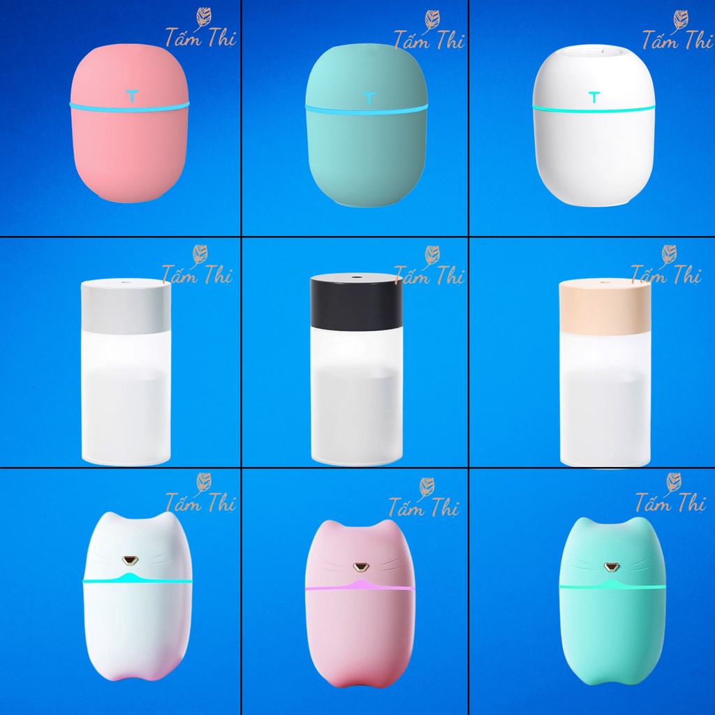 Máy Khuếch Tán Tinh Dầu Mini Humidifier Phun Sương Tạo Ẩm Toả Hương Thơm Diệt Khuẩn Cho Phòng Ngủ &amp; Trên Xe Hơi