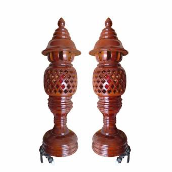 Cặp đèn thờ gỗ 34cm,đèn gỗ cho bàn cúng