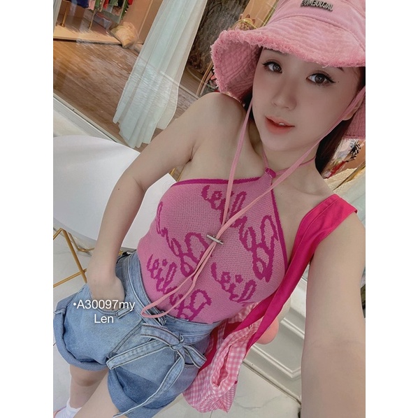 Áo yếm len dệt kim barbie minie