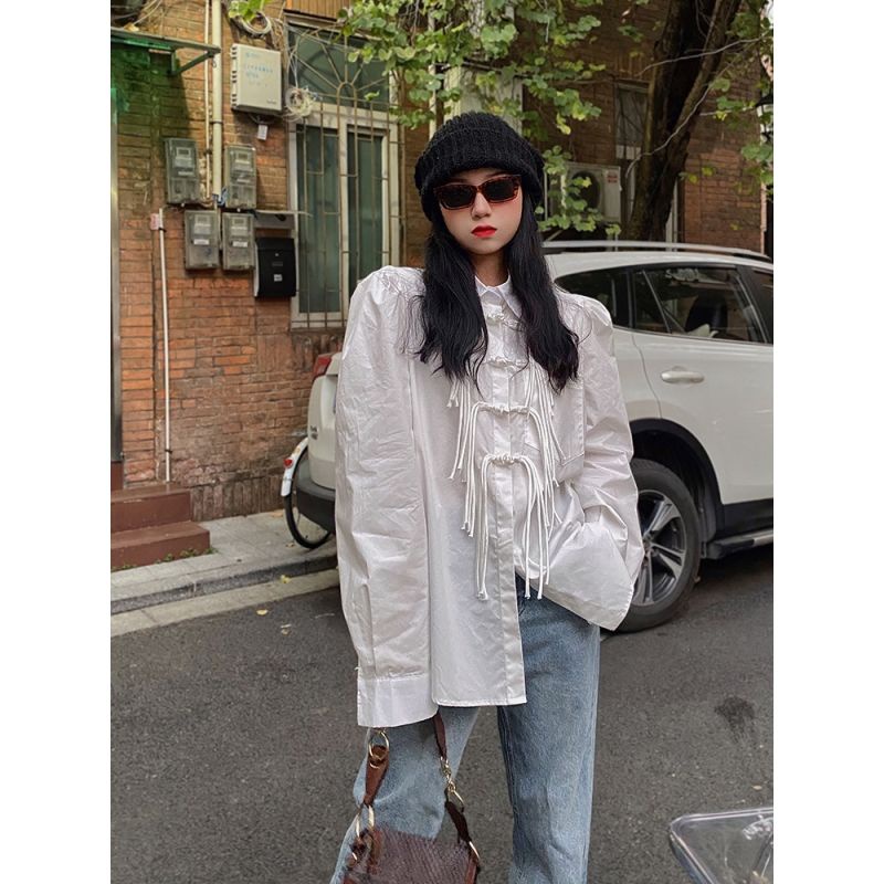 Áo Sơ Mi Nữ Dài Tay Cài Nút Thiết Kế Mới Phong Cách Hàn Quốc Dễ Phối Đồ