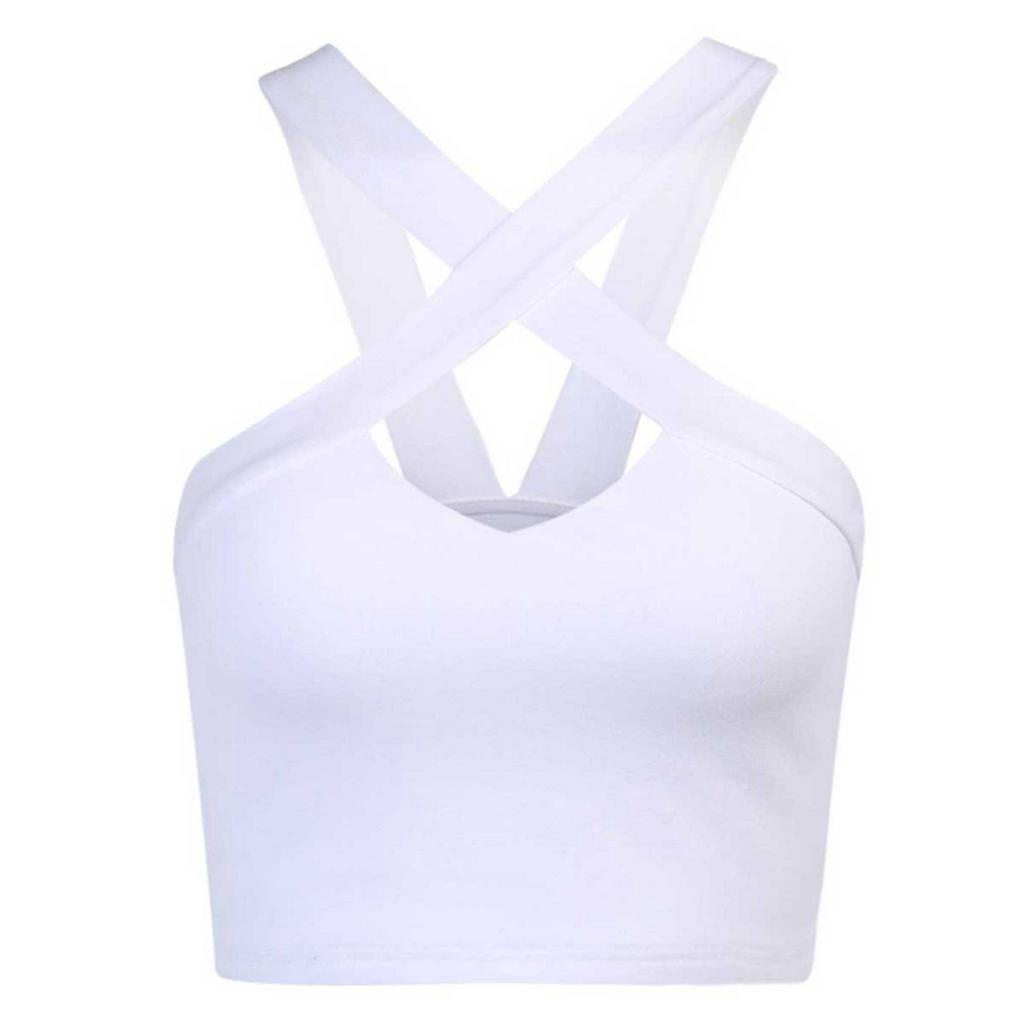 Áo Croptop Dây Đan Chéo Màu Trơn Gợi Cảm Dành Cho Nữ