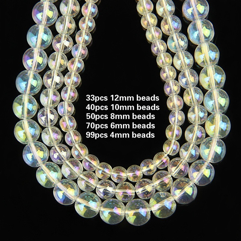 HANDMADE Chuỗi Hạt Thủy Tinh Nhiều Màu Kích Cỡ 4 / 6 / 8 / 10 / 12mm Dùng Làm Đồ Trang Sức Thủ Công