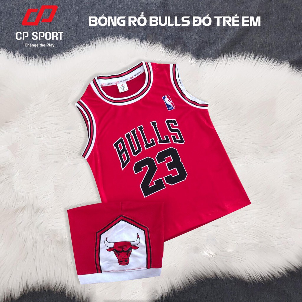 Bộ quần áo bóng rổ cao cấp trẻ em Chicago Bulls đủ màu vải mè