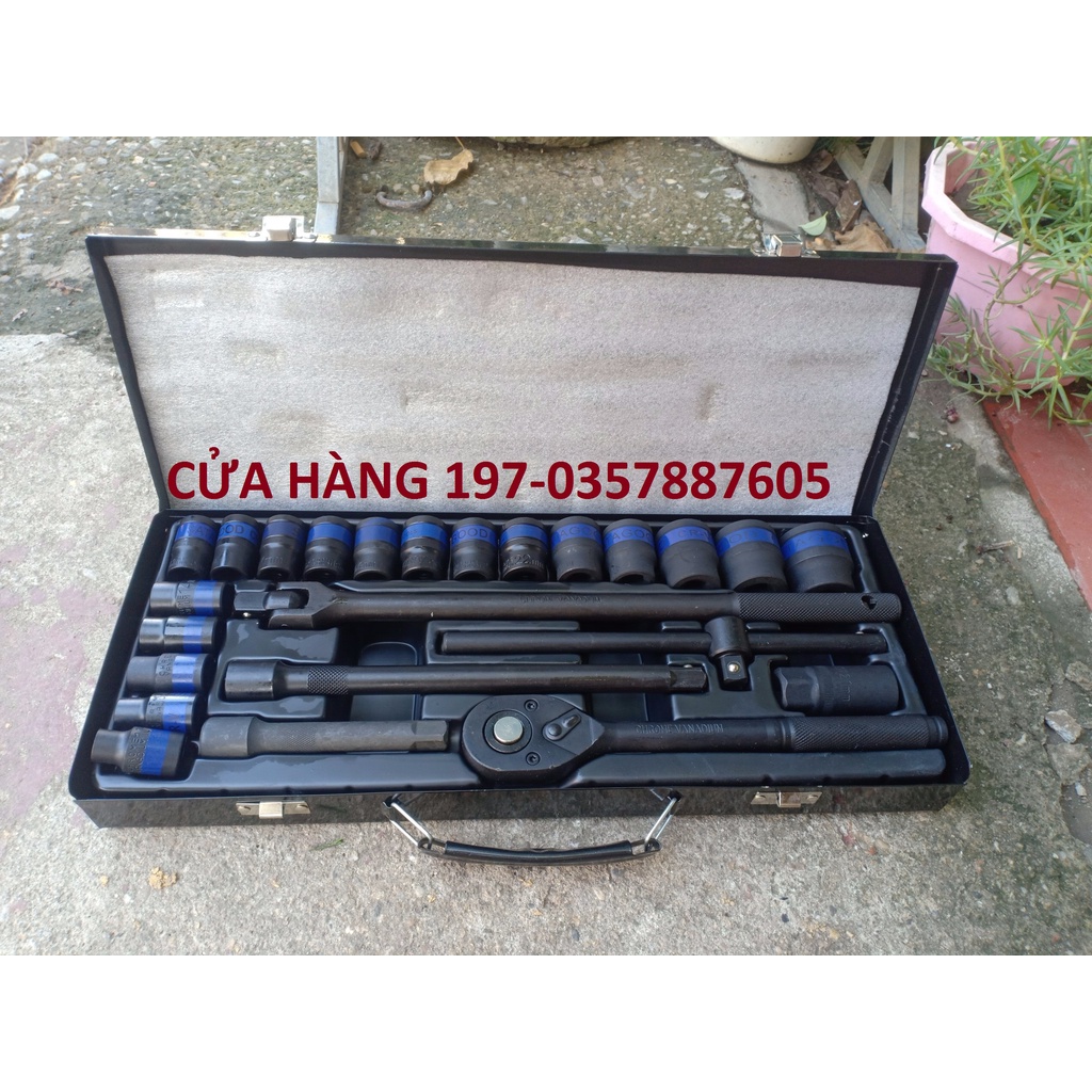 Bộ tuýp khẩu cao cấp chịu lực Cần siết ốc chân 1/2 inch 24 chi tiết nhập khẩu