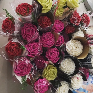 Hoa hồng xoắn giấy nhún bó 1 bông sỉ/lẻ