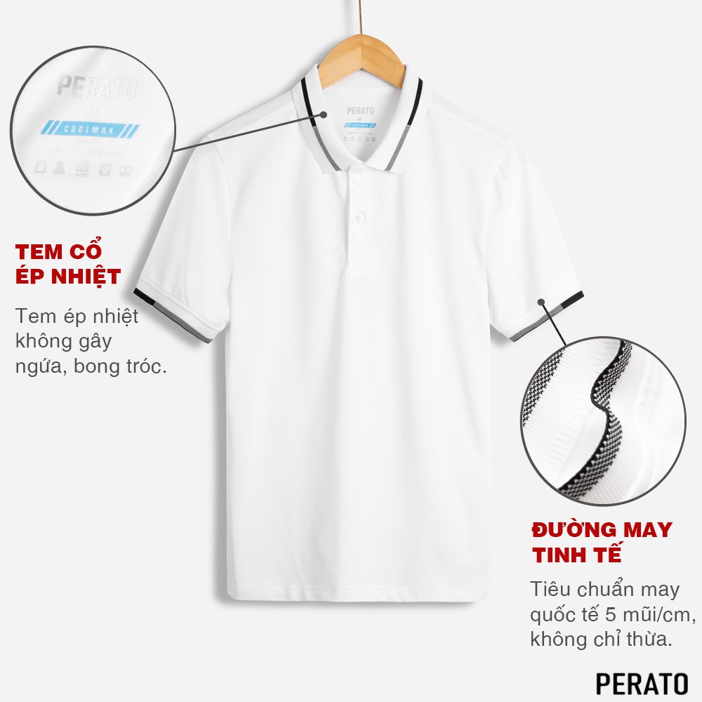 [MUA 2 GIẢM 20K] Áo Thun Nam Có Cổ PERATO, Chất Liệu Coolmax Thấm Hút Tốt, Thiết Kế Phối Viền Trẻ Trung | BigBuy360 - bigbuy360.vn