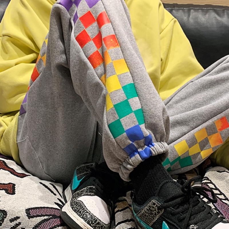 【M-3XL】Quần Thể Thao Ống Rộng Co Giãn Kẻ Sọc Nhiều Màu Thời Trang Cho Nam