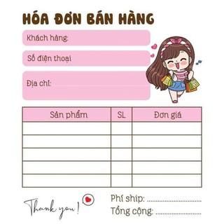 Hoá đơn nhỏ dễ thương 100 trang