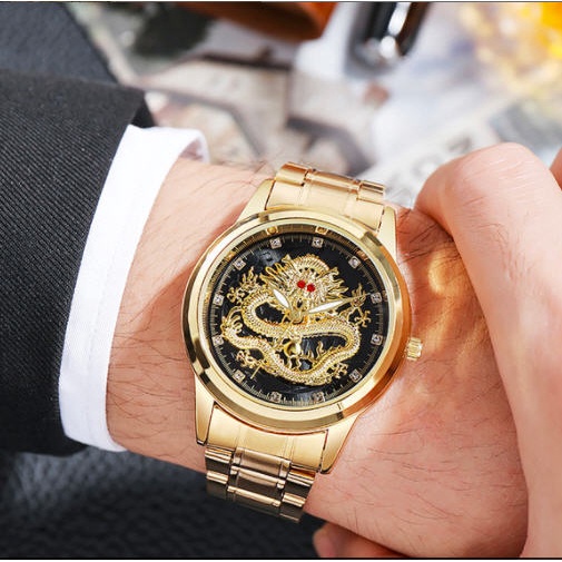 ĐỒNG HỒ NAM RỒNG FNGEEN 3D DÂY THÉP KHÔNG GỈ BẢN DOANH NHÂN