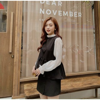 [SIÊU HOT] [BAO RẺ] ÁO PEPLUM PHỐI TAY VOAN KIẾNG