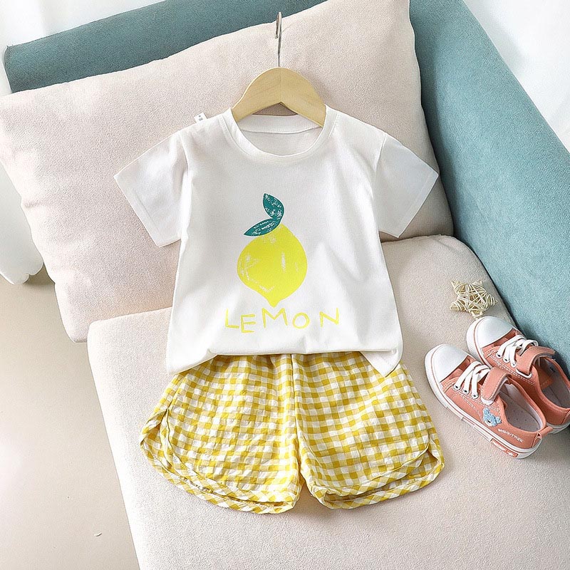 Set Áo Thun Tay Ngắn Và Quần Short Họa Tiết Trái Cây Thời Trang Mùa Hè Mới Cho Bé Trai Và Bé Gái