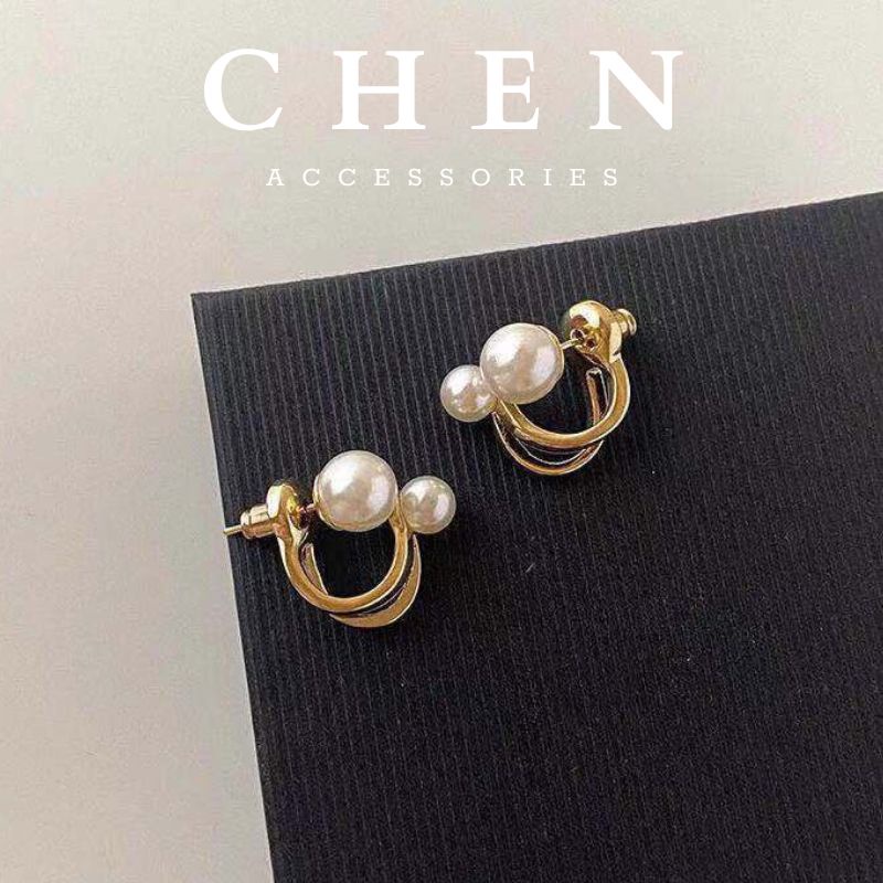 Khuyên tai ngọc trắng xoắn xinh xắn, bông tai nữ Hàn Quốc dễ thương