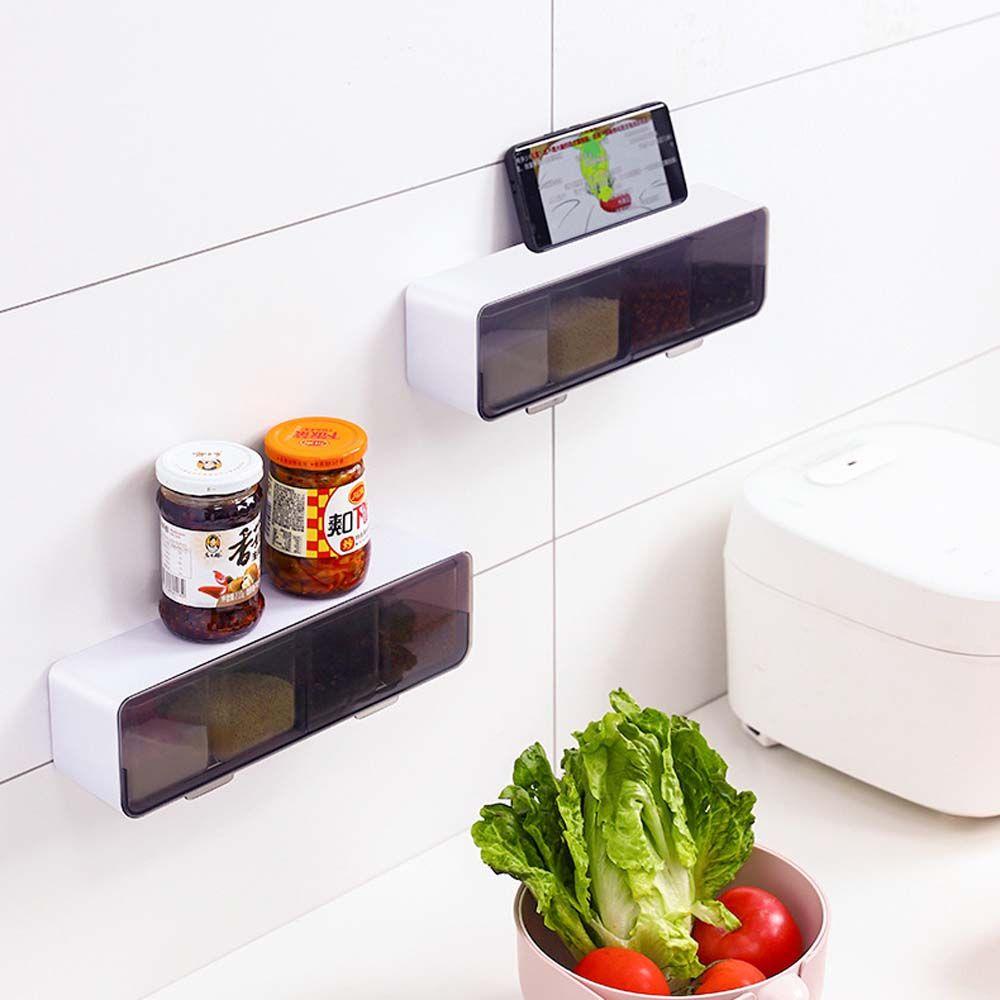 Hộp Đựng Gia Vị Gắn Tường Nhiều Ngăn Kèm Muỗng Tiện Dụng