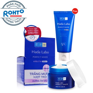 Bộ 2 Sản Phẩm Dưỡng Da Trắng Sáng Hada Labo Perfect White (Kem dưỡng 50g + Sữa rửa mặt 25g)