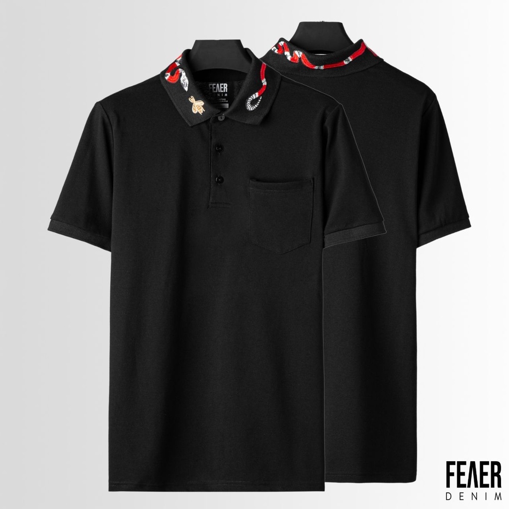 Áo polo nam FEAER DENIM chất thoáng khi co dãn vải cotton EMBROIDERED COLLAR