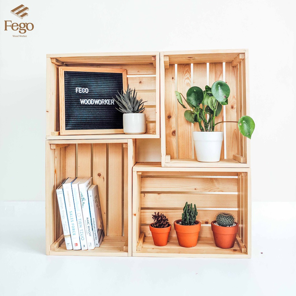 Hộp gỗ đựng đồ pallet/ Box gỗ - Thùng gỗ thông decor nhà cửa