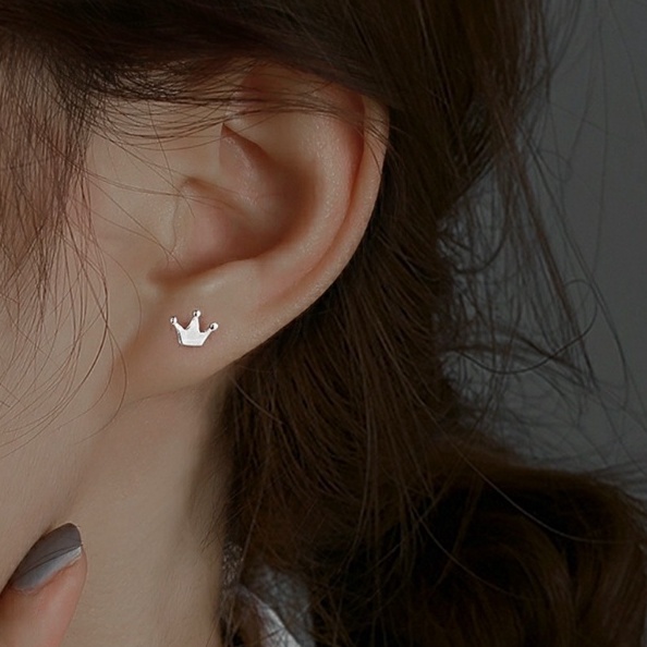 Bông tai Bạc ý 925 vương miệng hoa tai nữ thời trang