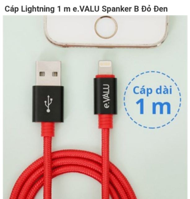 Cáp iphone 20cm evalu Full hộp