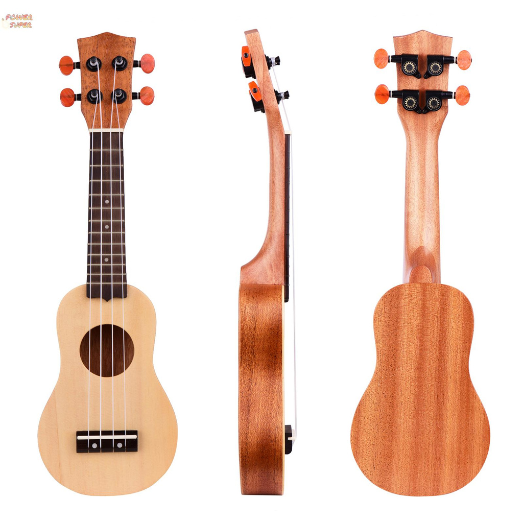 Muslady 17 Inch Mini Acoustic Ukulele Travel Portable Ukelele Uke Pocket 4-string Guitar Spruce Wood Topboard with Carry Bag