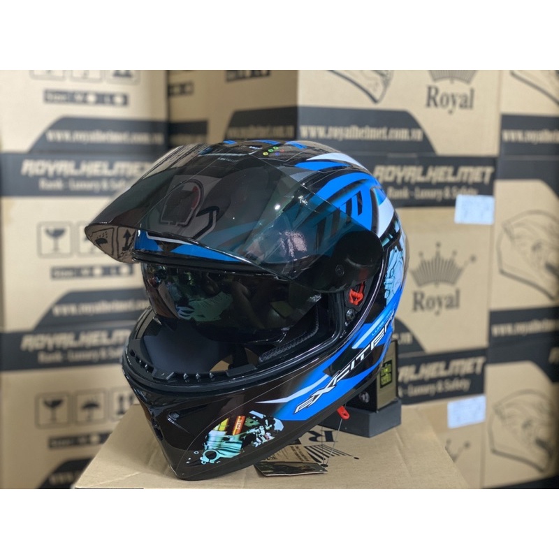 MŨ FULLFACE 2 KÍNH TEM EXCITER CHÍNH HÃNG ROYAL ,KÈM TÚI ĐỰNG NÓN VÀ BH 12 tháng
