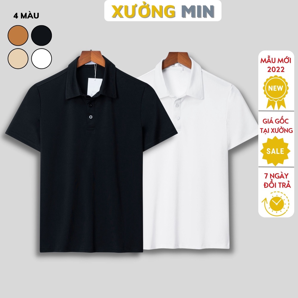Áo polo nam trơn có cổ cotton cá sấu phom chuẩn đẹp giá sỉ XƯỞNG MIN