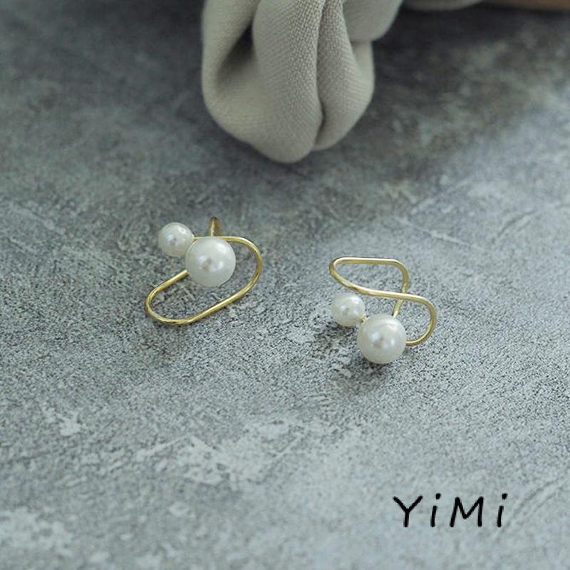 Khuyên Tai Vòng Đôi Bằng Bạc Đính Ngọc Trai Nhân Tạo Phong Cách  Hàn Quốc