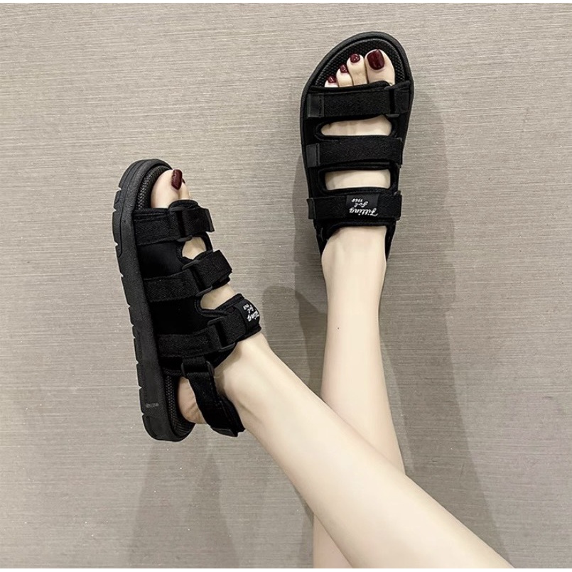 Sandal Nữ Đi Học Unisex Nam Nữ Đế Êm 3 Quai Fitting C49 ( form rộng ) 010
