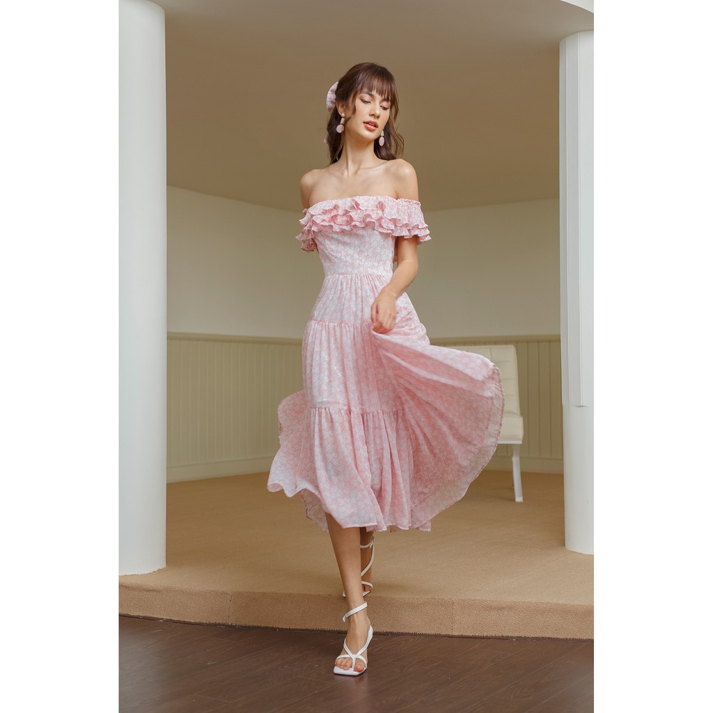 SÒ VINTAGE - DORY Đầm xòe bẹt vai xếp ly | BigBuy360 - bigbuy360.vn