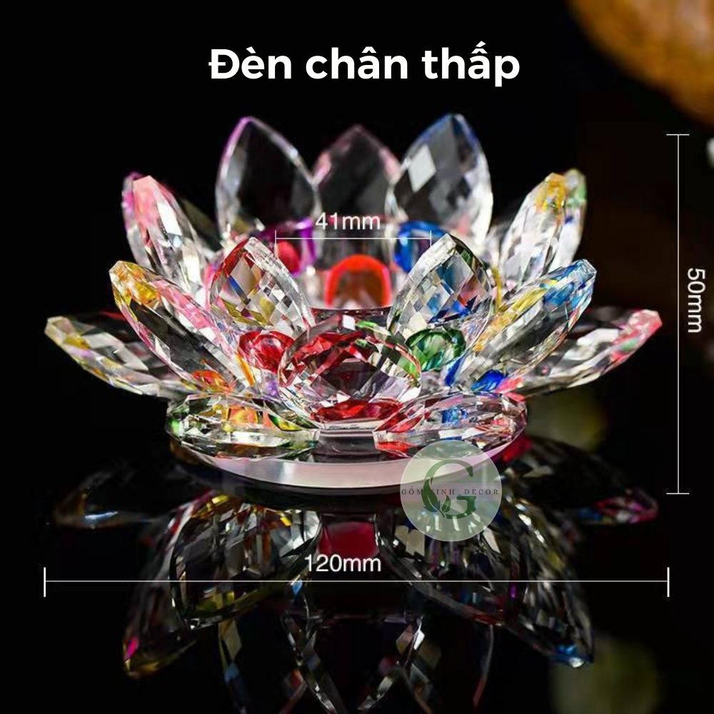 Chân Nến Pha Lê Đế Nến Hình Bông Sen Thủy Tinh Bày Bàn Thờ