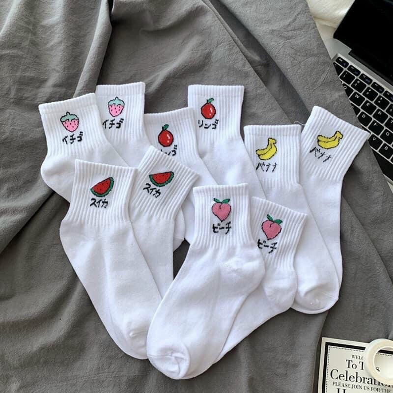 combo 5 đôi tất trái cây cổ trung dễ thương
