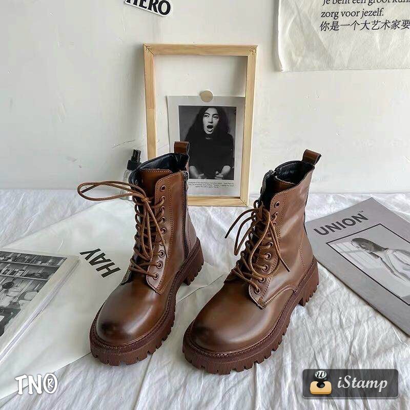 Boot dây buộc da bò khoá cạnh fullbox