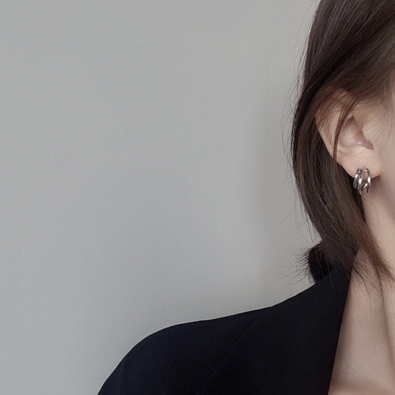 Đôi Bông Tai Tròn Mạ Bạc 925 Thời Trang Cho Nữ / Khuyên tai