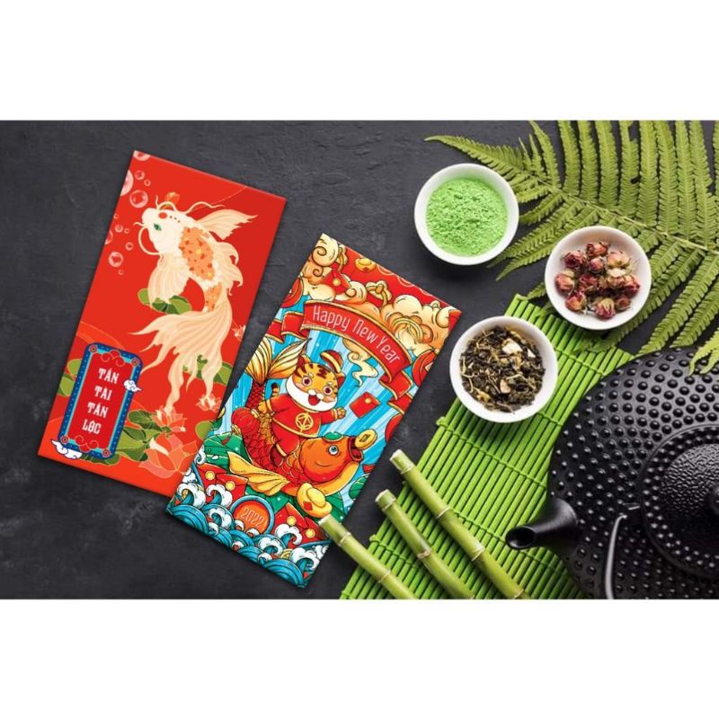 COMBO 10 Bao Lì Xì 2023 Giá Sỉ Rẻ Tết Độc Lạ Màu Đỏ Đẹp Hoạt Hình Nhâm Dần Cute Dễ Thương Thần Tài Tiền Đô